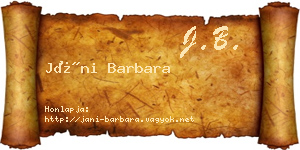 Jáni Barbara névjegykártya