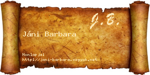 Jáni Barbara névjegykártya